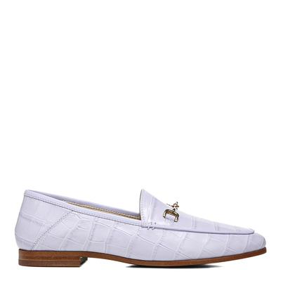 Misty Lilac Loraine Croc Leather Loafers