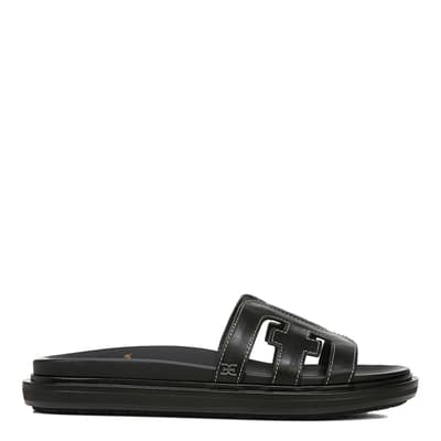 Black Valeri Leather Slide Sandals