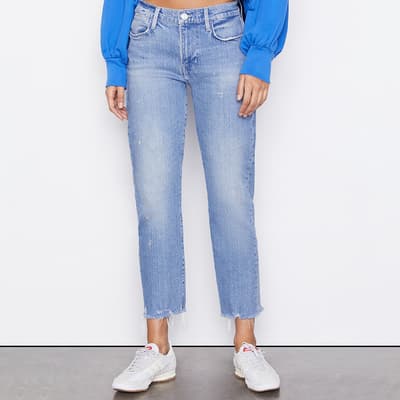 Light Blue Washed Le High Straight Stretch Jeans