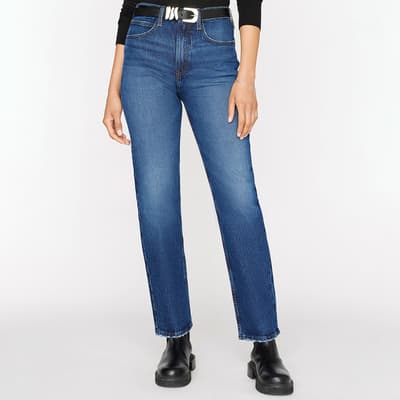 Mid Blue Washed Le High N Tight Straight Stretch Jeans