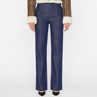 Dark Blue Pintuck Straight Jeans