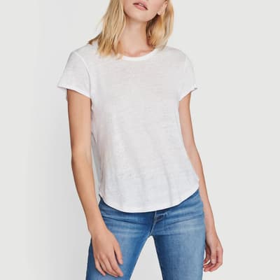 White Classic Linen Crew T-Shirt 