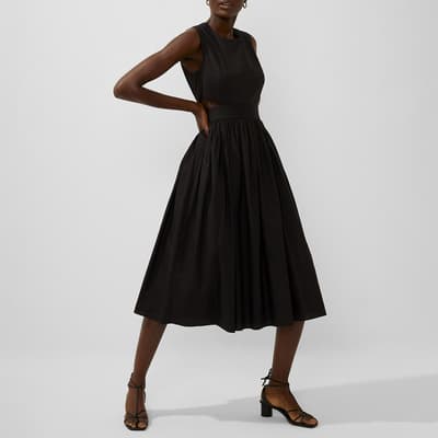 Black Adelade Cotton Popiln Cutout Dress