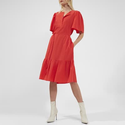 Red Courtney Crepe Tiered Dress   