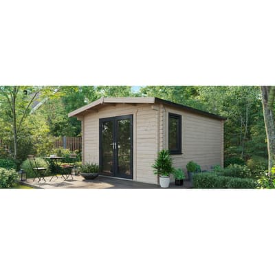 SAVE £1170  16x12 Power Chalet Log Cabin, Central Double Doors - 44mm