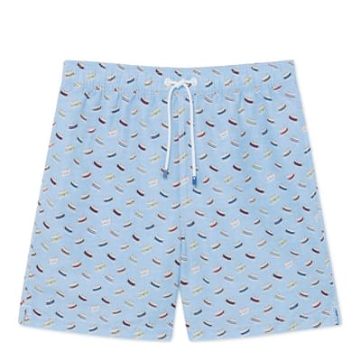 Light Blue Printed Swim Shorts