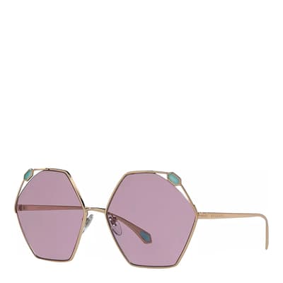 Women's Pink Gold Irregular Bvlgari Sunglasses 58mm