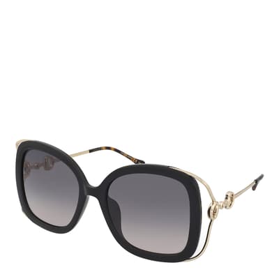 Women's Gucci Black/Gold Detail Sunglasses 56 mm