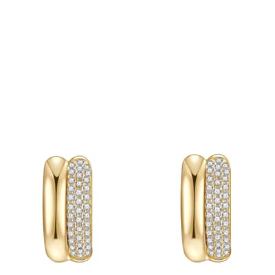 Gold Double Hoop Diamond Earrings