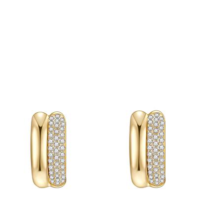 Gold Double Hoop Diamond Earrings