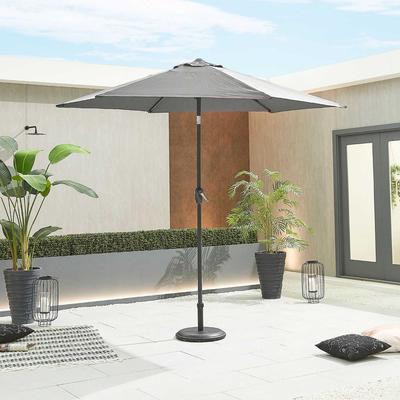 Antigua Grey Frame Aluminium Parasol 2.7m, Round Grey