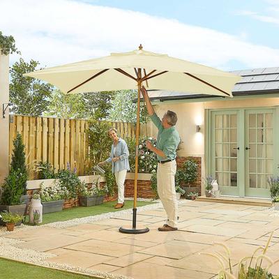 Dominica Wooden Parasol 3m x 2m Rectangular Natural