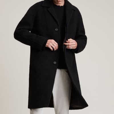 Black Derby Wool Blend Coat