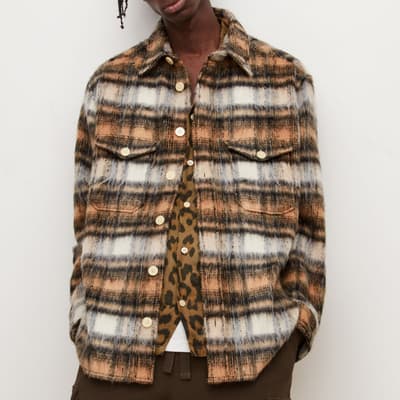 Brown Nuevo Check Wool Blend Over Shirt