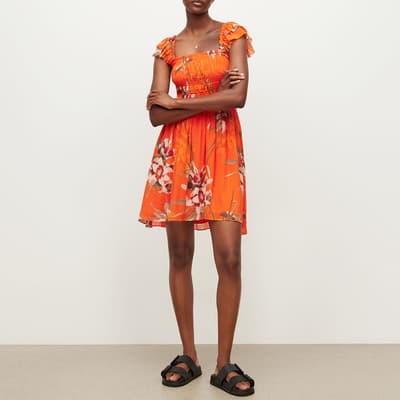 Orange Mali Floral Midi Dress