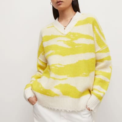 Yellow Tiga V-Neck Wool Blend Jumper