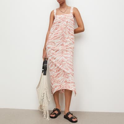 Pink Arielle Animal Print Cotton Midi Dress