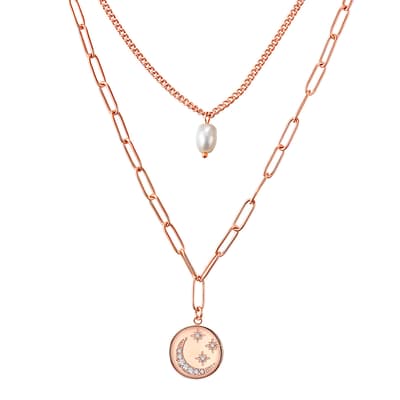 Rose Gold Layered Pendant Necklace