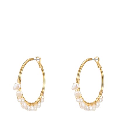 Gold Hoop Pearl Design Earrings