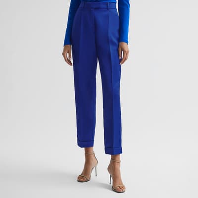 Blue Cici Satin Tapered Trousers
