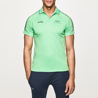 Green AMR Tape Shoulder Cotton Polo Shirt