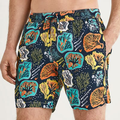 Blue Seaweed Print Shorts