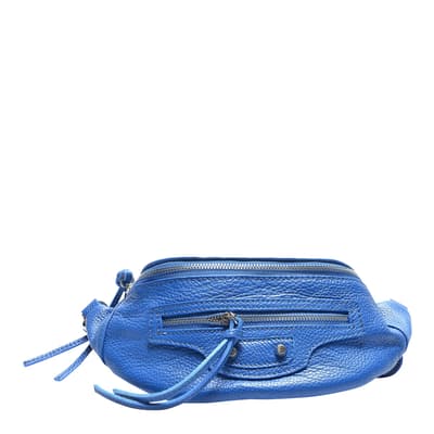 Blue Italian Leather Crossbody bag