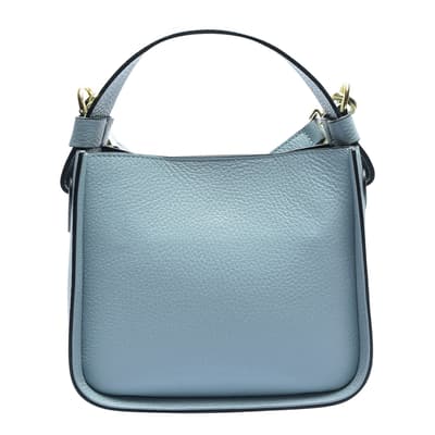 Blue Italian Leather Top Handle Bag