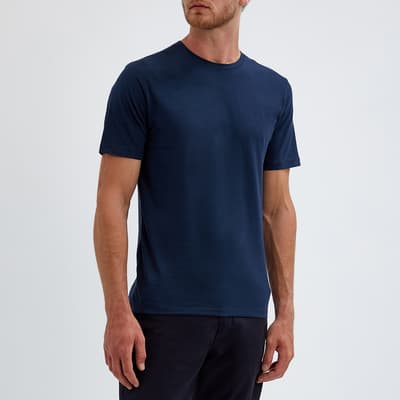 Navy Dawson Cotton Blend Jersey T-Shirt
