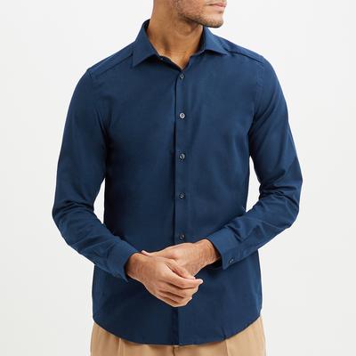 Navy Henrick Casual Cotton Blend Shirt