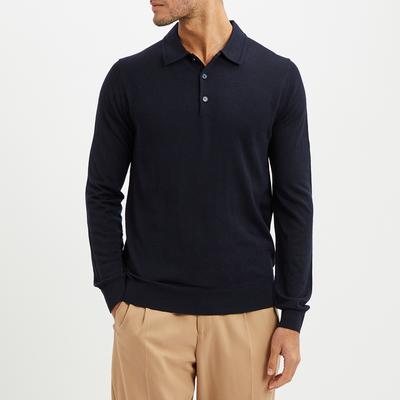 Navy Trafalgar Merino Wool Blend Polo Shirt