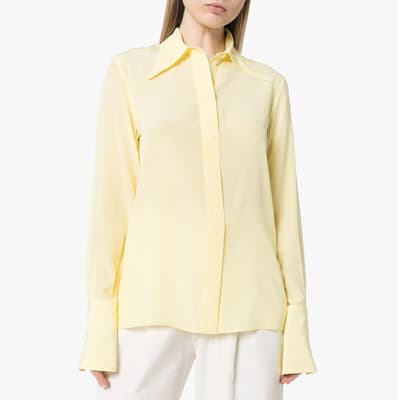 Yellow Silk 70'S Collar Shirt