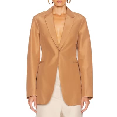 Tan Cotton Silk Blend Masculine Jacket