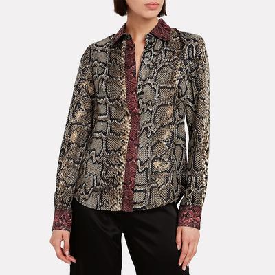 Khaki Silk Snake Print Shirt