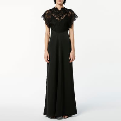 Black Lace Top Floorlength Dress