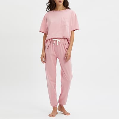 Pink Cotton Short Sleeve Pyjama Set