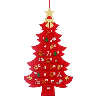 Fabric Red Tree Shape Advent Calendar