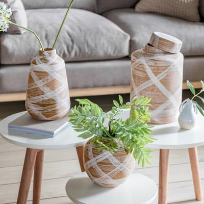 Harte Reactive Small Vase, Brown/White