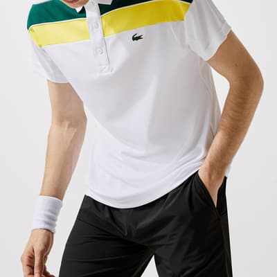 White Colour Block Polo Shirt