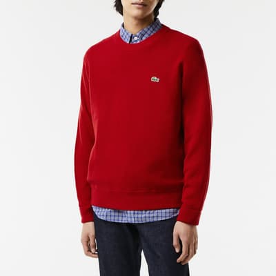 Red Embroidered Logo Wool Jumper