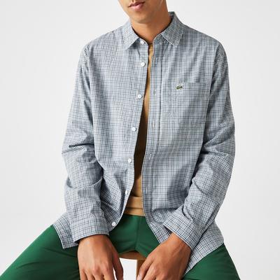 Mid Blue Check Print Cotton Shirt