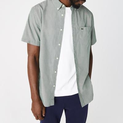 Sage Check Print Short Sleeve Cotton Shirt