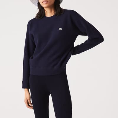 Navy Embroidered Logo Wool Jumper
