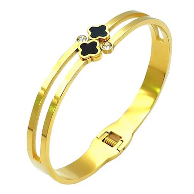 18K Gold Double Black Enamel Bangle
