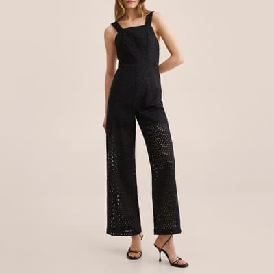 Black Swiss Embroidery Jumpsuit