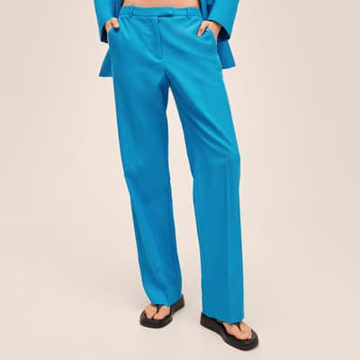 Blue Straight Suit Trousers