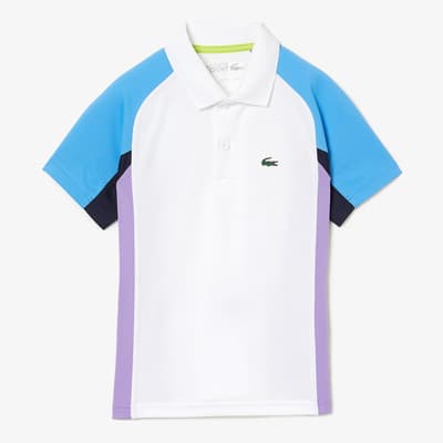Teen Boy's White Colourblock Polo Shirt