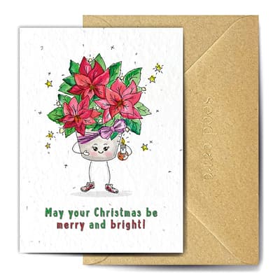 Pack of 5 Plant Pot People Seed Cards, Merry & Bright
