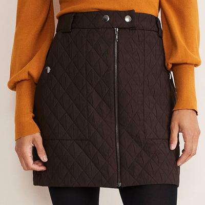 Brown Chaya Quilted Mini Skirt