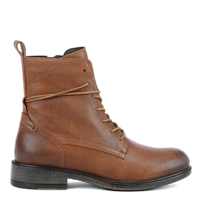 Brown Catria Leather Ankle Boots